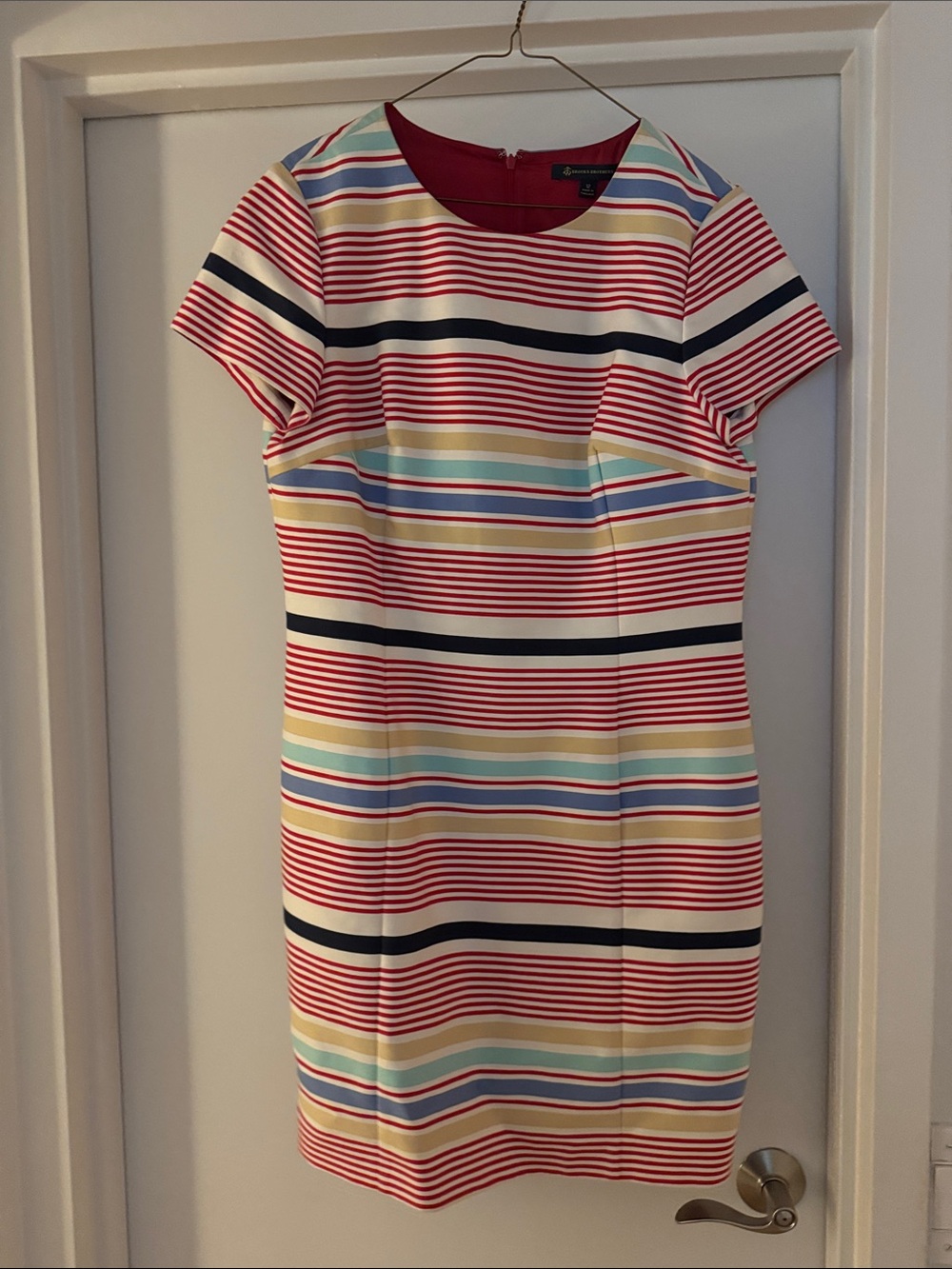 Brooks Brothers Multicolor Striped Short-Sleeve Sheath Dress